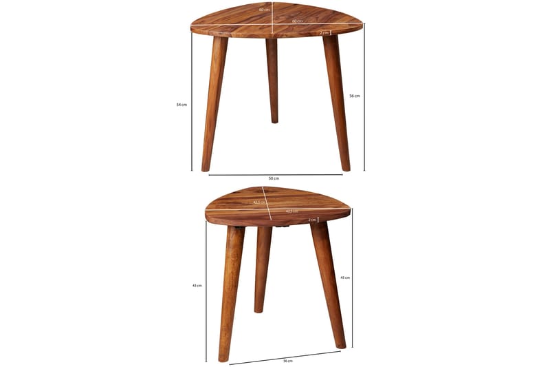NATHANEL Satsbord 2-pack 60 cm Brun - Möbler - Vardagsrum - Soffbord & vardagsrumsbord - Satsbord