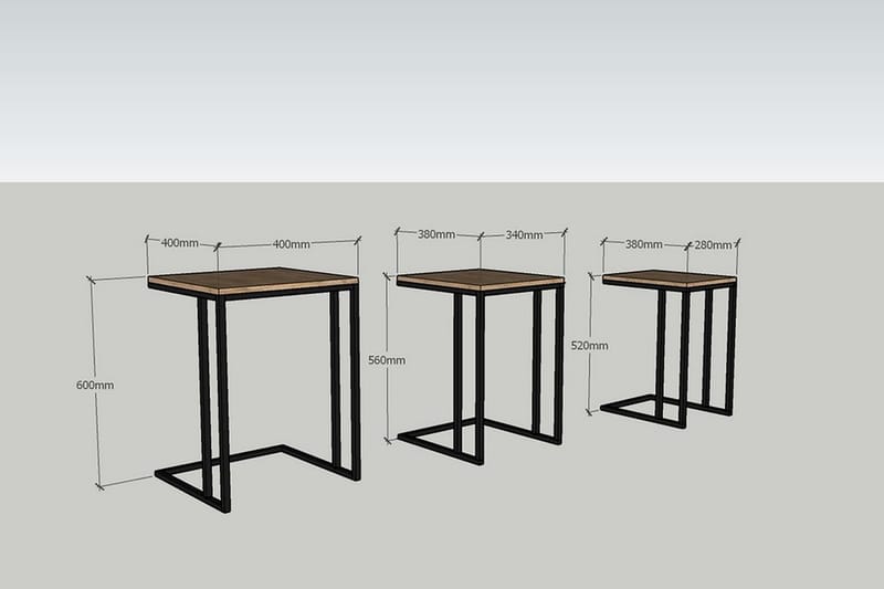ROSKORWELL Satsbord 3-pack 40 cm Svart - Möbler - Vardagsrum - Soffbord & vardagsrumsbord - Satsbord