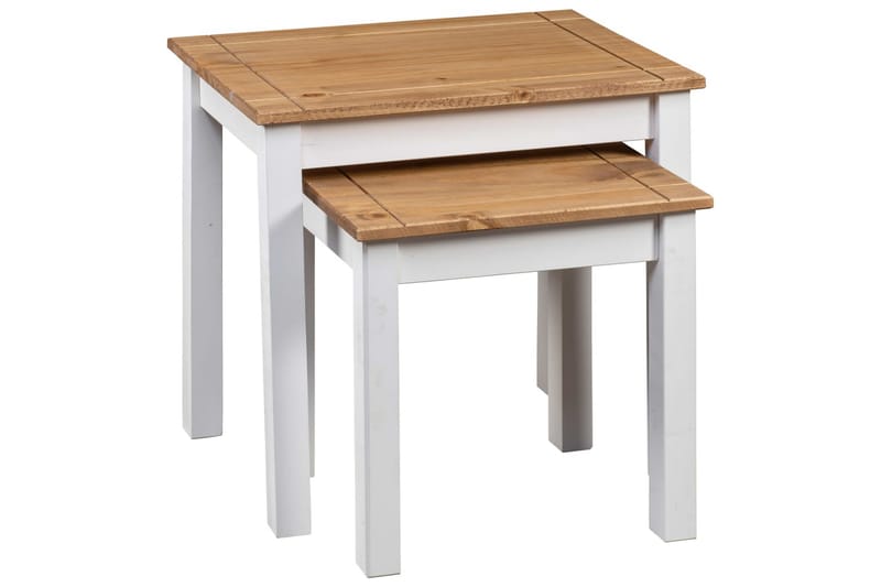 Satsbord 2 st vit massiv furu panama - Vit - Möbler - Vardagsrum - Soffbord & vardagsrumsbord - Satsbord
