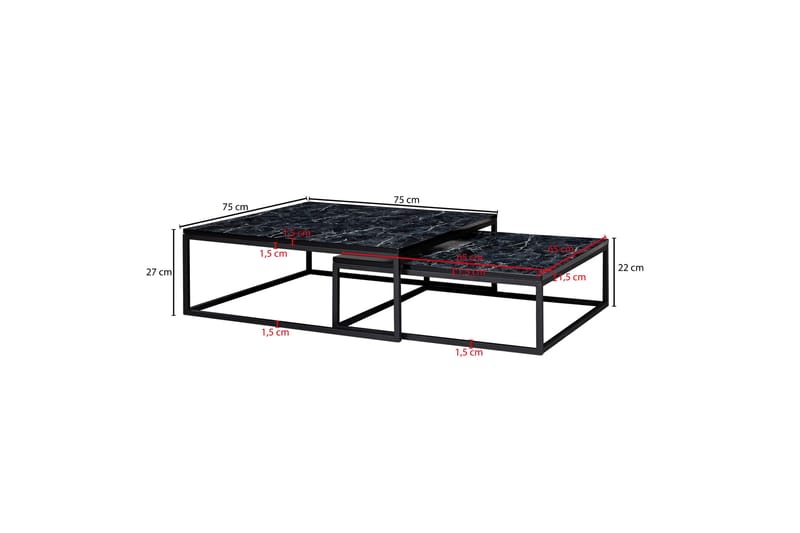 SENECA Satsbord 75 cm Svart -   - Bord - Satsbord