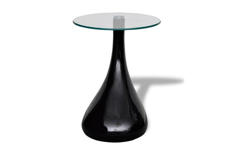 Soffbord 2 st med rund bordsskiva i glas högglans svart - Svart - Bord - Satsbord