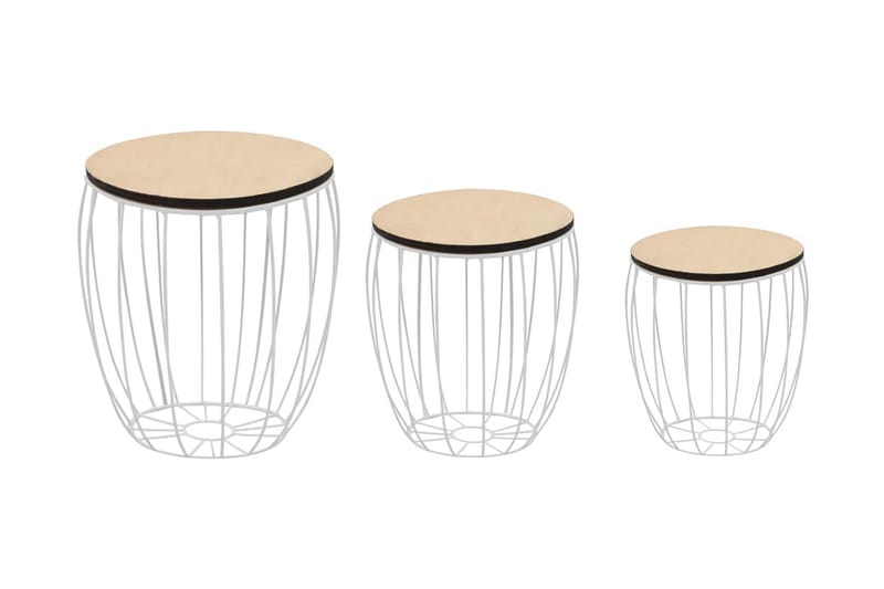 Soffbord 3 st poppelplywood järn - Vit - Möbler - Vardagsrum - Soffbord & vardagsrumsbord - Satsbord