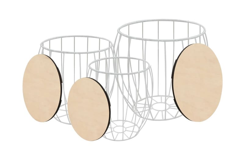 Soffbord 3 st poppelplywood järn - Vit - Möbler - Vardagsrum - Soffbord & vardagsrumsbord - Satsbord
