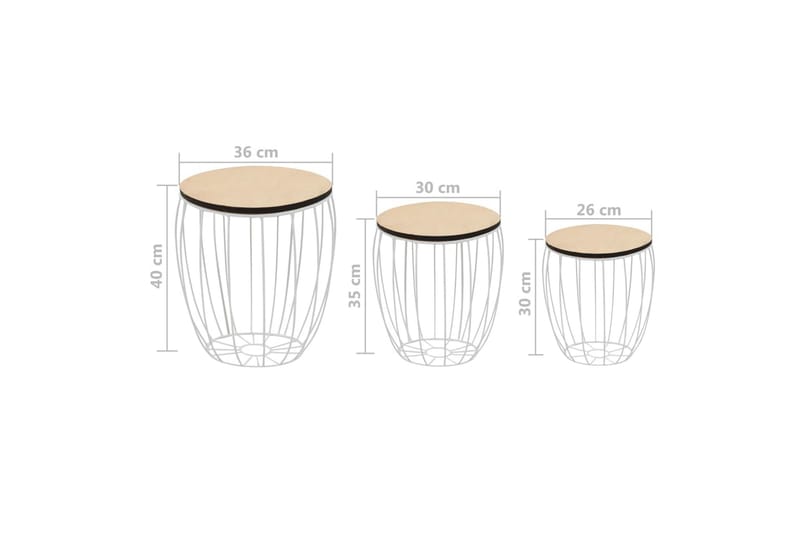 Soffbord 3 st poppelplywood järn - Vit - Möbler - Vardagsrum - Soffbord & vardagsrumsbord - Satsbord