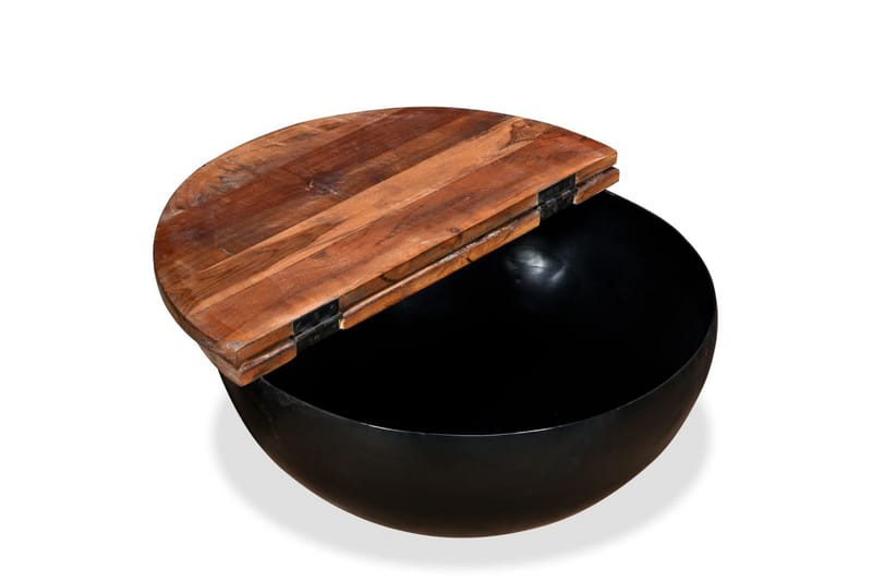 Soffbord set 2 st massivt återvunnet trä svart skålformad - Svart - Möbler - Vardagsrum - Soffbord & vardagsrumsbord - Satsbord