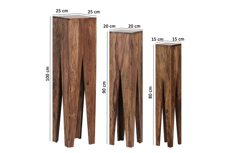VONFELDT Satsbord 3-pack Brun - Möbler - Vardagsrum - Soffbord & vardagsrumsbord - Satsbord