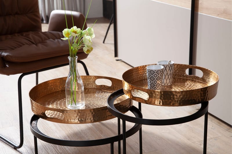 Wilhem Satsbord 46 cm Rund - Guld - Möbler - Vardagsrum - Soffbord & vardagsrumsbord - Satsbord