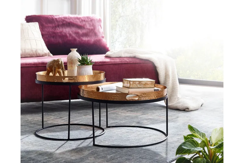 Wilhem Satsbord 46 cm Rund - Guld - Möbler - Vardagsrum - Soffbord & vardagsrumsbord - Satsbord