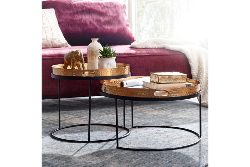 Wilhem Satsbord 46 cm Rund - Guld - Möbler - Vardagsrum - Soffbord & vardagsrumsbord - Satsbord