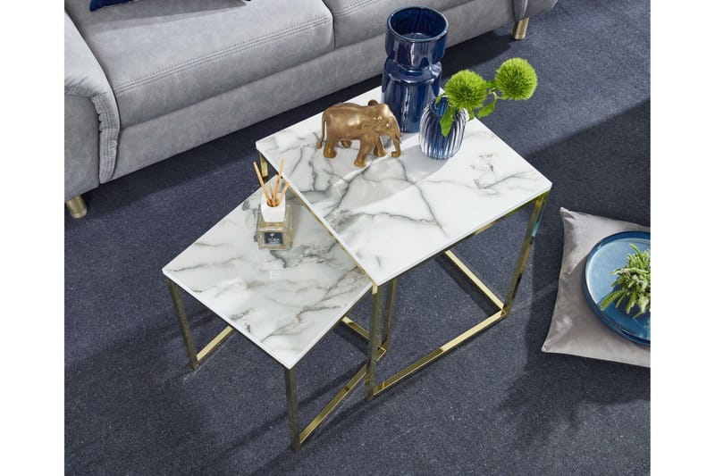 Willowdale Satsbord 45 cm - Vit/Grå/Guld - Möbler - Vardagsrum - Soffbord & vardagsrumsbord - Satsbord