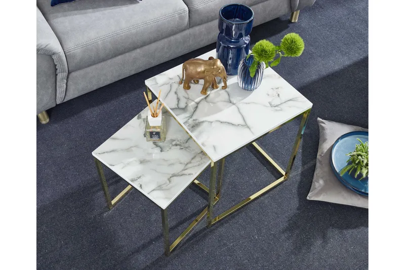 Willowdale Satsbord 45 cm - Vit/Grå/Guld - Möbler - Vardagsrum - Soffbord & vardagsrumsbord - Satsbord