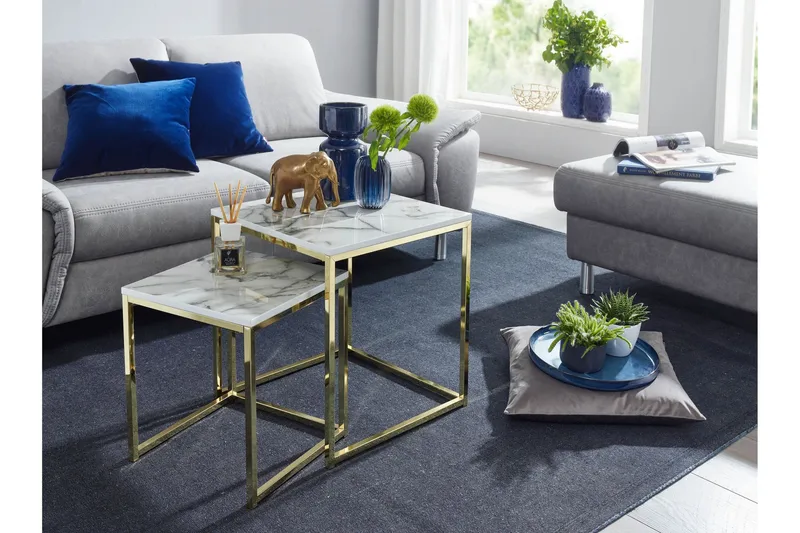 Willowdale Satsbord 45 cm - Vit/Grå/Guld - Möbler - Vardagsrum - Soffbord & vardagsrumsbord - Satsbord