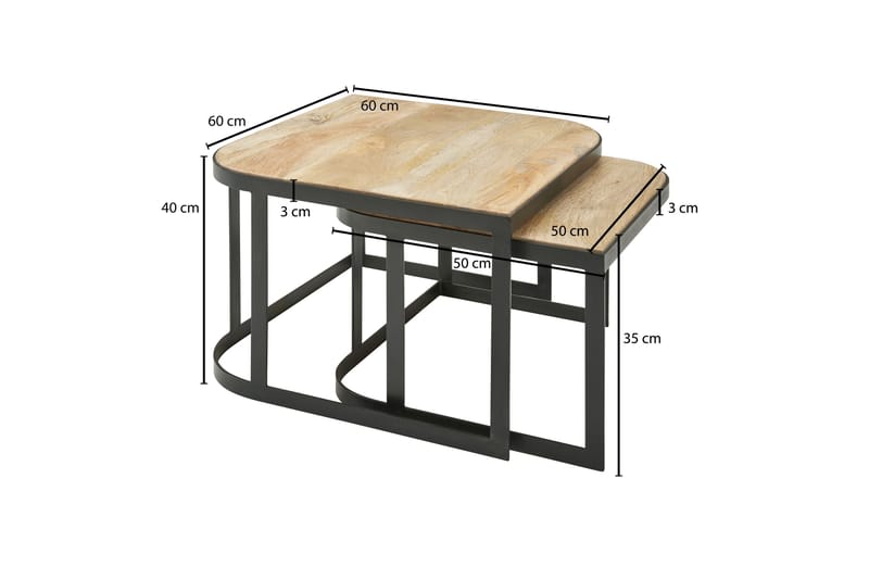 Willowdale Satsbord 60 cm - Brun/Svart - Möbler - Vardagsrum - Soffbord & vardagsrumsbord - Satsbord