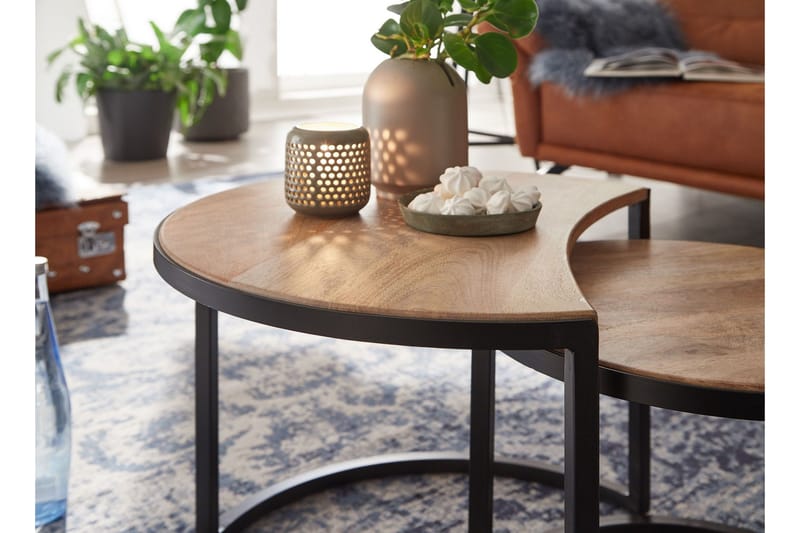 Willowdale Satsbord 60 cm Halvcirkel - Brun/Svart - Möbler - Vardagsrum - Soffbord & vardagsrumsbord - Satsbord