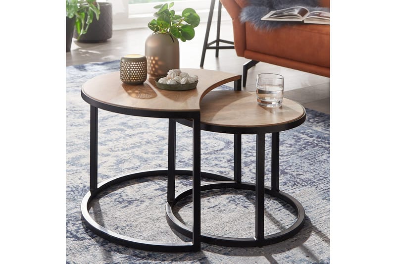 Willowdale Satsbord 60 cm Halvcirkel - Brun/Svart - Möbler - Vardagsrum - Soffbord & vardagsrumsbord - Satsbord