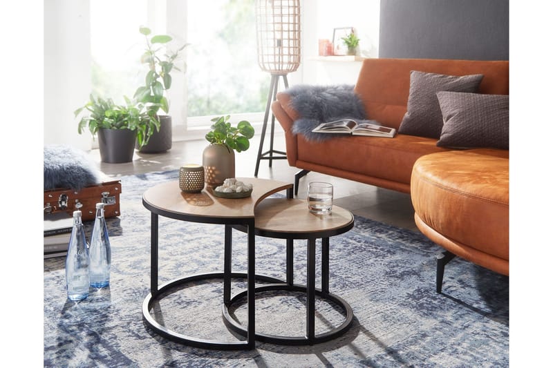 Willowdale Satsbord 60 cm Halvcirkel - Brun/Svart - Möbler - Vardagsrum - Soffbord & vardagsrumsbord - Satsbord