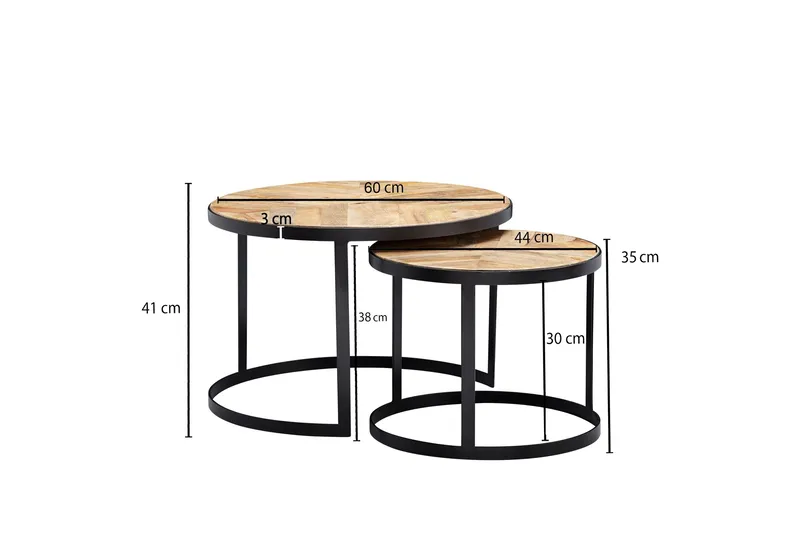 Willowdale Satsbord 60 cm Runt - Natur/Svart - Möbler - Vardagsrum - Soffbord & vardagsrumsbord - Satsbord