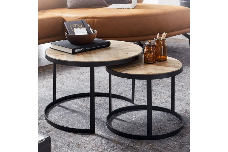 Willowdale Satsbord 60 cm Runt - Natur/Svart - Möbler - Vardagsrum - Soffbord & vardagsrumsbord - Satsbord