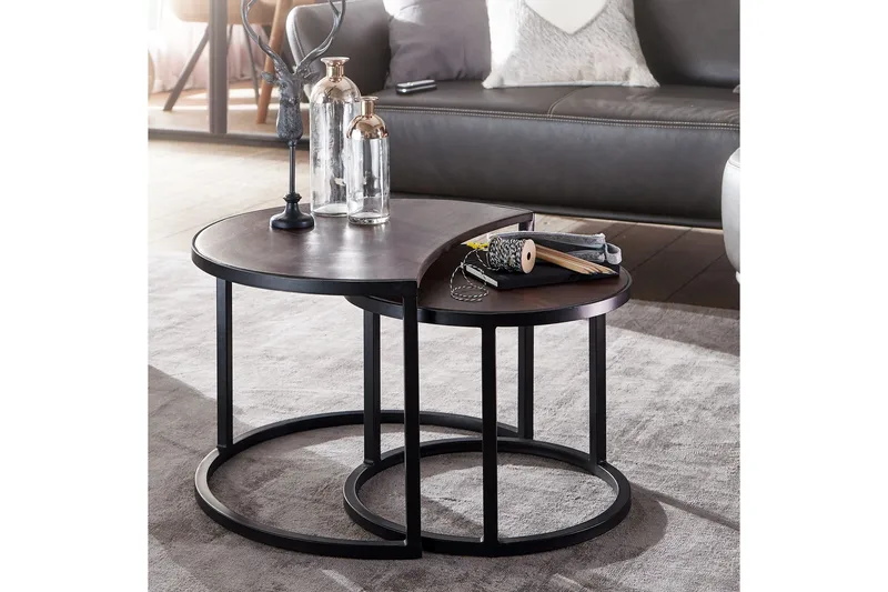 Willowdale Satsbord 60 cm Runt - Teak/Svart - Möbler - Vardagsrum - Soffbord & vardagsrumsbord - Satsbord