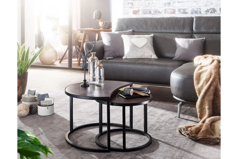 Willowdale Satsbord 60 cm Runt - Teak/Svart - Möbler - Vardagsrum - Soffbord & vardagsrumsbord - Satsbord