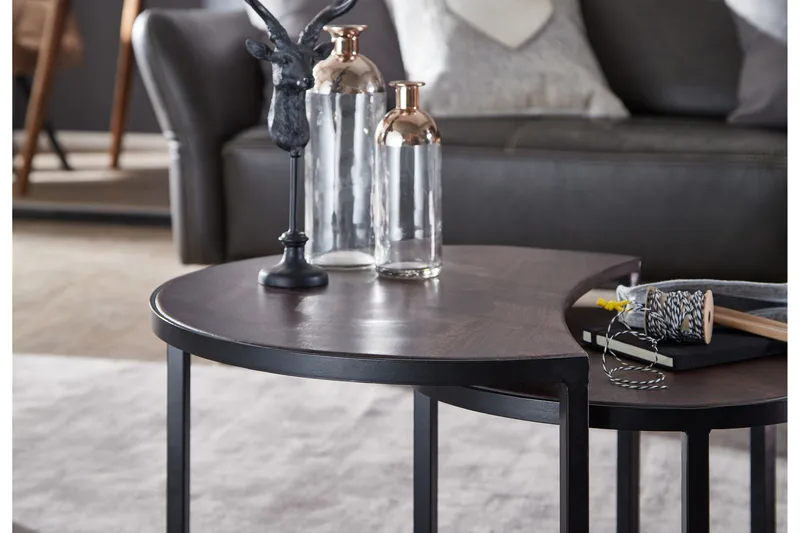 Willowdale Satsbord 60 cm Runt - Teak/Svart - Möbler - Vardagsrum - Soffbord & vardagsrumsbord - Satsbord