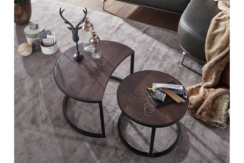 Willowdale Satsbord 60 cm Runt - Teak/Svart - Möbler - Vardagsrum - Soffbord & vardagsrumsbord - Satsbord