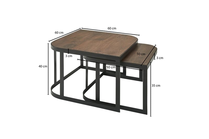 Willowdale Satsbord 60 cm - Teak/Svart - Möbler - Vardagsrum - Soffbord & vardagsrumsbord - Satsbord