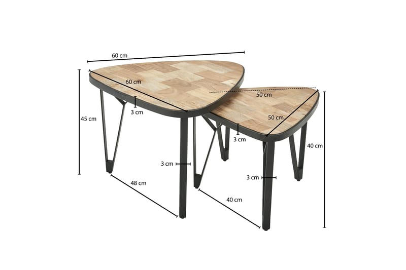 Willowdale Satsbord 60 cm Trekantig - Brun/Svart - Möbler - Vardagsrum - Soffbord & vardagsrumsbord - Satsbord