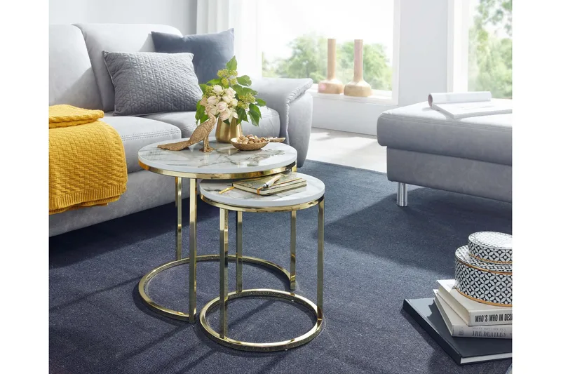 Willowdale Satsbord 80 cm Runt - Vit/Grå - Möbler - Vardagsrum - Soffbord & vardagsrumsbord - Satsbord