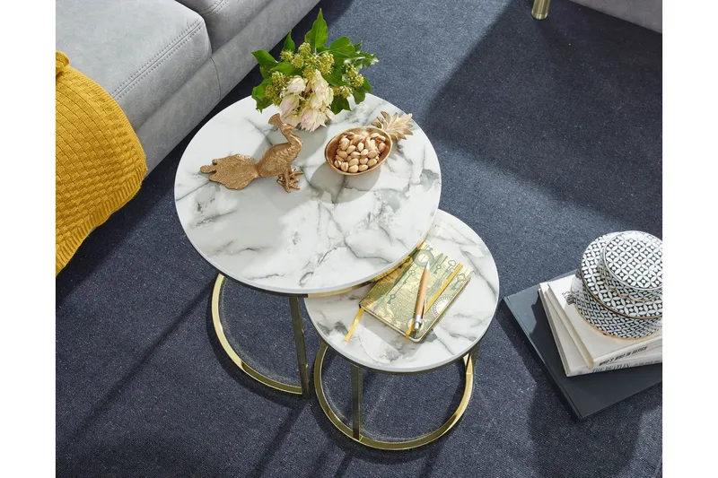 Willowdale Satsbord 80 cm Runt - Vit/Grå - Möbler - Vardagsrum - Soffbord & vardagsrumsbord - Satsbord