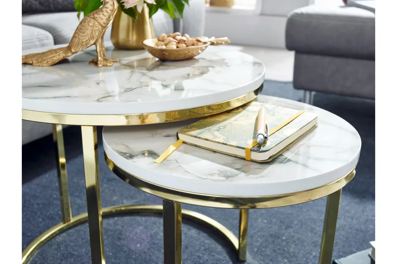 Willowdale Satsbord 80 cm Runt - Vit/Grå - Möbler - Vardagsrum - Soffbord & vardagsrumsbord - Satsbord