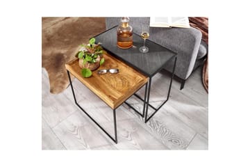 Satsbord Wohnling Set med 2 i massivt trä brickstil stenoptik industriell - Möbler - Vardagsrum - Soffbord & vardagsrumsbord - Satsbord