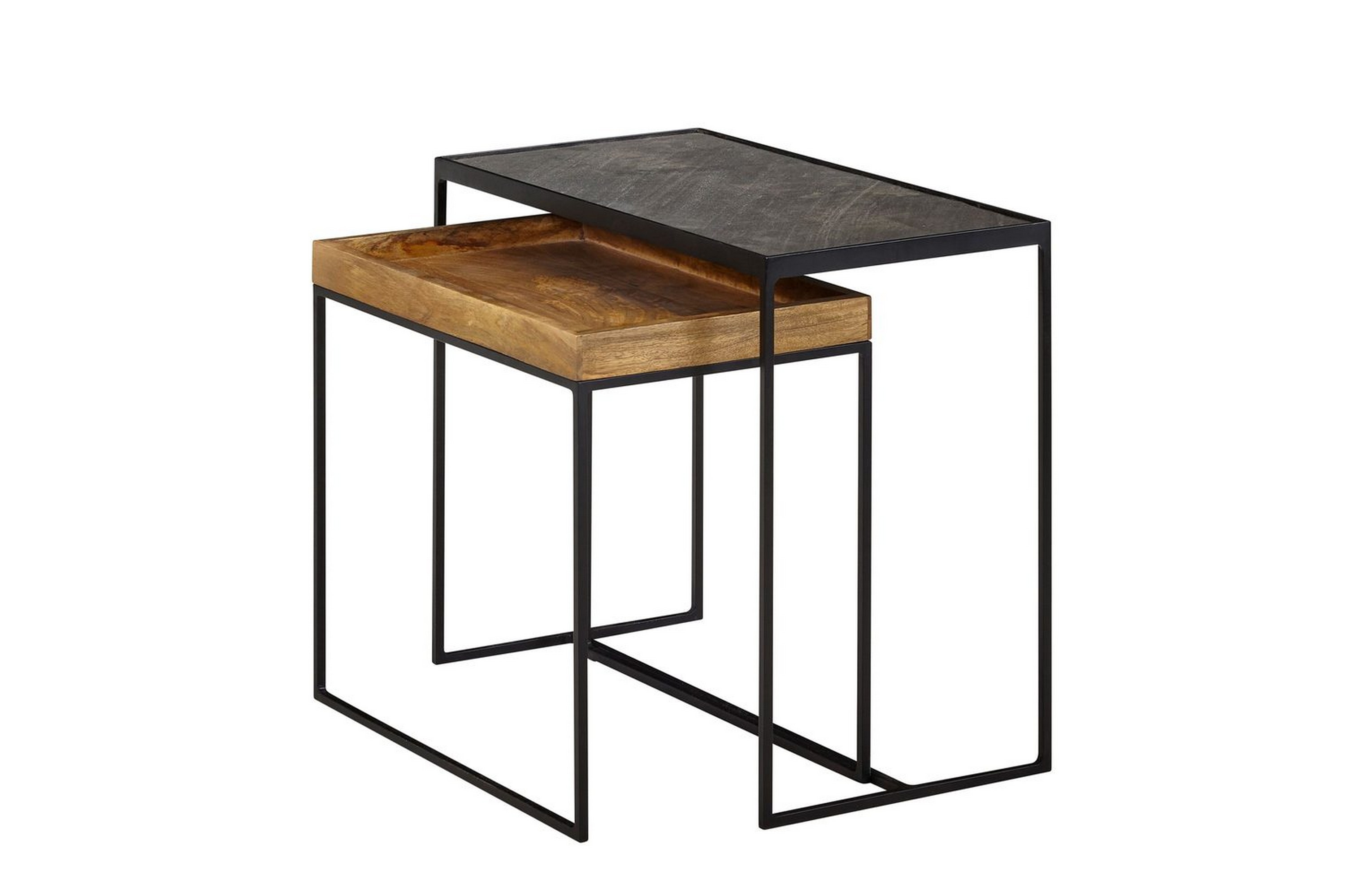 satsbord wohnling set med 2 i massivt trä brickstil stenoptik industriell -