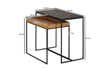 Satsbord Wohnling Set med 2 i massivt trä brickstil stenoptik industriell - Möbler - Vardagsrum - Soffbord & vardagsrumsbord - Satsbord