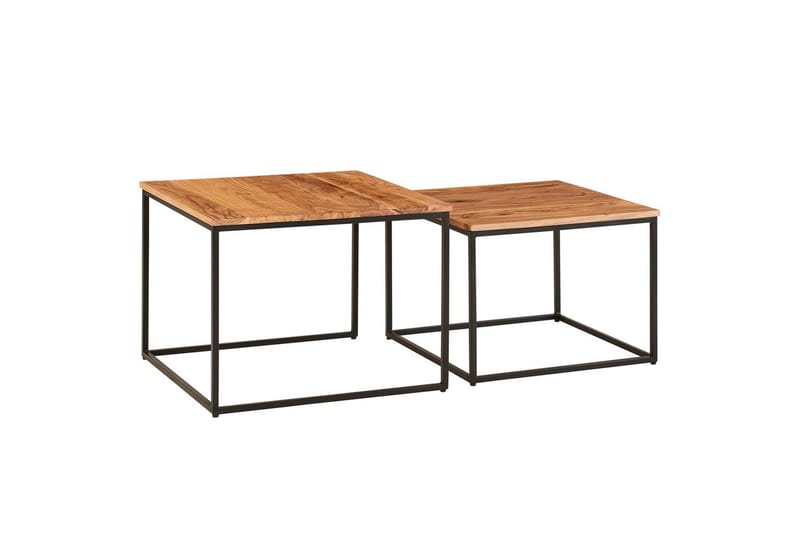 Satsbord Wohnling Set med 2 i massivt trä fyrkantiga metallben modern - Möbler - Vardagsrum - Soffbord & vardagsrumsbord - Soffbord