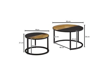 Satsbord Wohnling Set med 2 i massivt trä stenoptik metallben industriell - Möbler - Vardagsrum - Soffbord & vardagsrumsbord - Satsbord