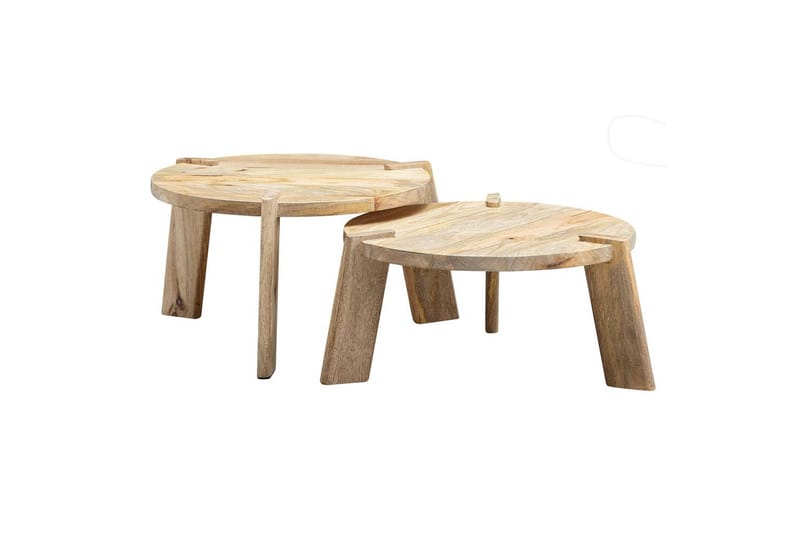 Satsbord Wohnling Set med 2 runda i massivt trä med massiva ben lantstil - Möbler - Vardagsrum - Soffbord & vardagsrumsbord - Soffbord