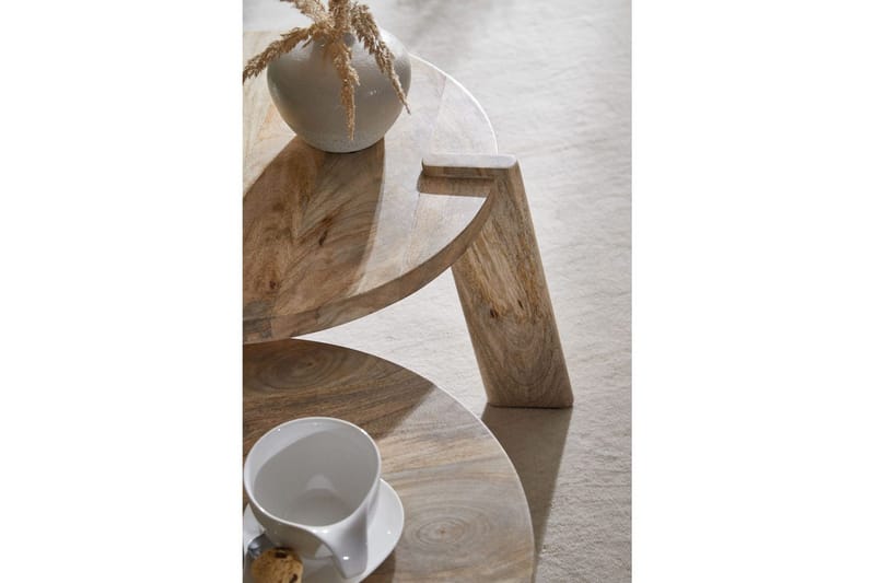 Satsbord Wohnling Set med 2 runda i massivt trä med massiva ben lantstil - Möbler - Vardagsrum - Soffbord & vardagsrumsbord - Satsbord