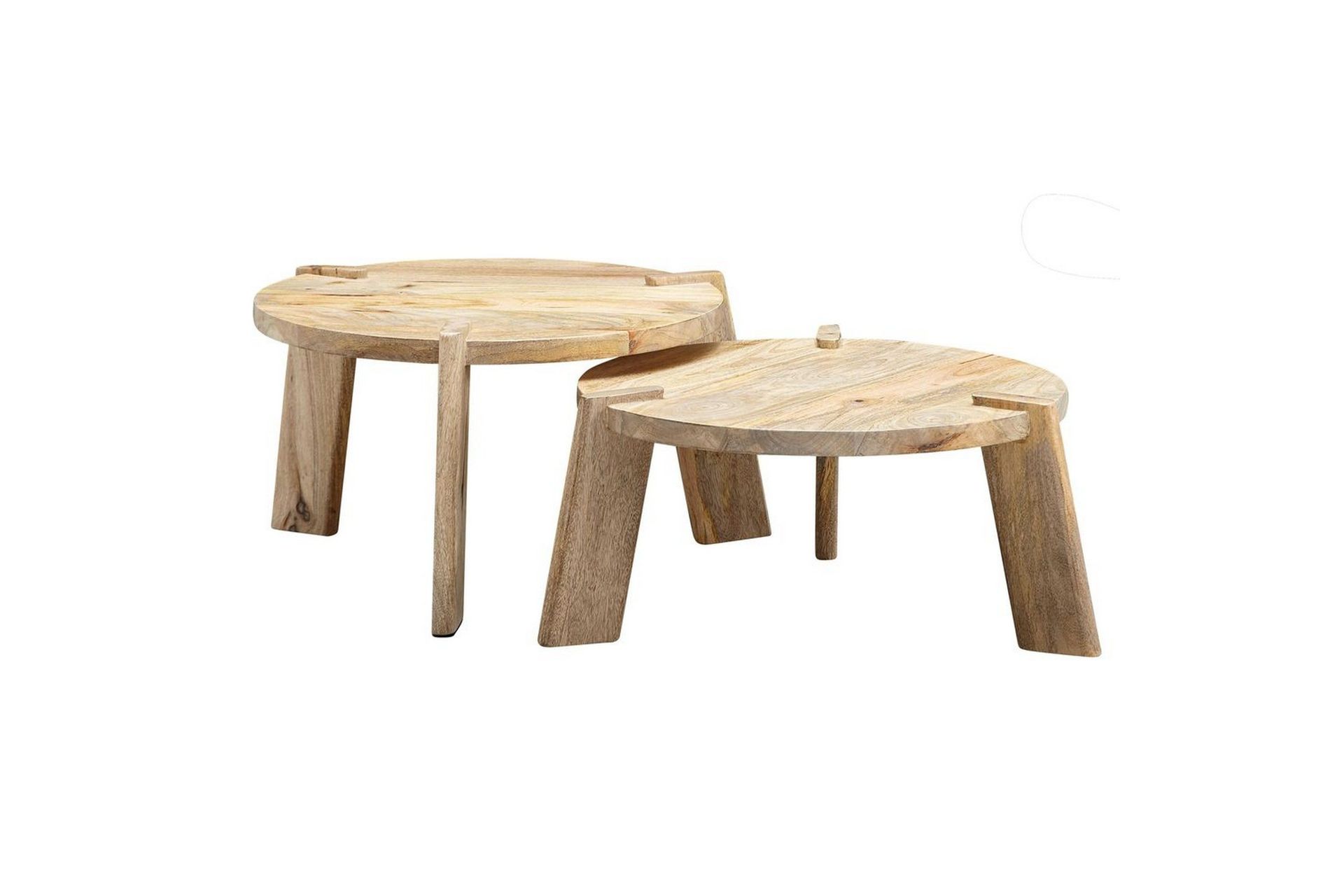 Satsbord Wohnling Set med 2 runda i massivt tr&auml; med massiva ben lantstil -