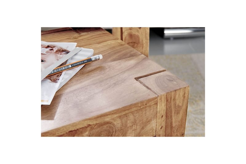 Satsbord Wohnling Set med 3 massivt trä, 4-benta bord, lantlig stil Akacia - Akacia - Möbler - Vardagsrum - Soffbord & vardagsrumsbord - Satsbord
