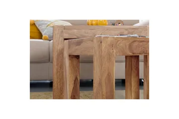 Satsbord Wohnling Set med 3 massivt trä, 4-benta bord, lantlig stil Akacia - Akacia - Möbler - Vardagsrum - Soffbord & vardagsrumsbord - Satsbord
