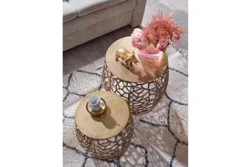 Satsbord Wohnling Set om 2 aluminiumgjutna, runda, handgjorda, modern loftstil Guld - Guld - Möbler - Vardagsrum - Soffbord & vardagsrumsbord - Satsbord