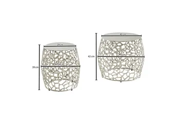 Satsbord Wohnling Set om 2 aluminiumgjutna, runda, handgjorda, modern loftstil Silver - Silver - Möbler - Vardagsrum - Soffbord & vardagsrumsbord - Satsbord