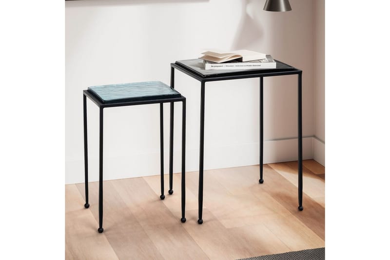 Satsbord Wohnling Set om 2 fyrkantigt glas tunna metallben modern - Möbler - Vardagsrum - Soffbord & vardagsrumsbord - Satsbord