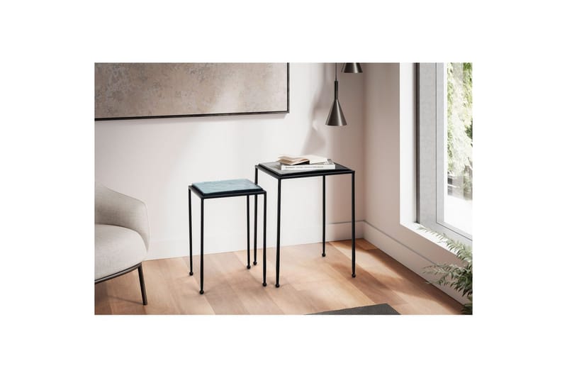 Satsbord Wohnling Set om 2 fyrkantigt glas tunna metallben modern - Möbler - Vardagsrum - Soffbord & vardagsrumsbord - Satsbord