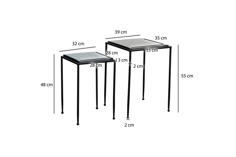 Satsbord Wohnling Set om 2 fyrkantigt glas tunna metallben modern - Möbler - Vardagsrum - Soffbord & vardagsrumsbord - Satsbord