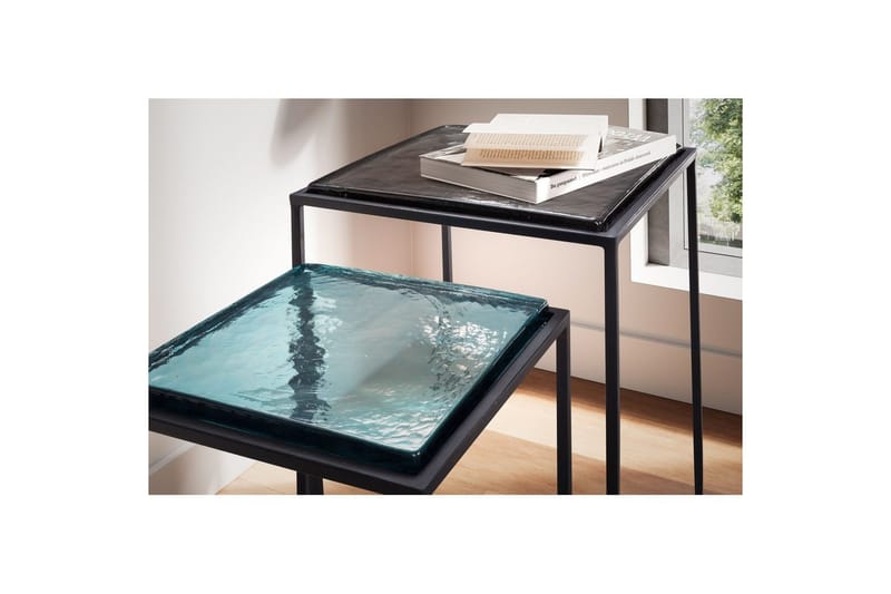 Satsbord Wohnling Set om 2 fyrkantigt glas tunna metallben modern - Möbler - Vardagsrum - Soffbord & vardagsrumsbord - Satsbord