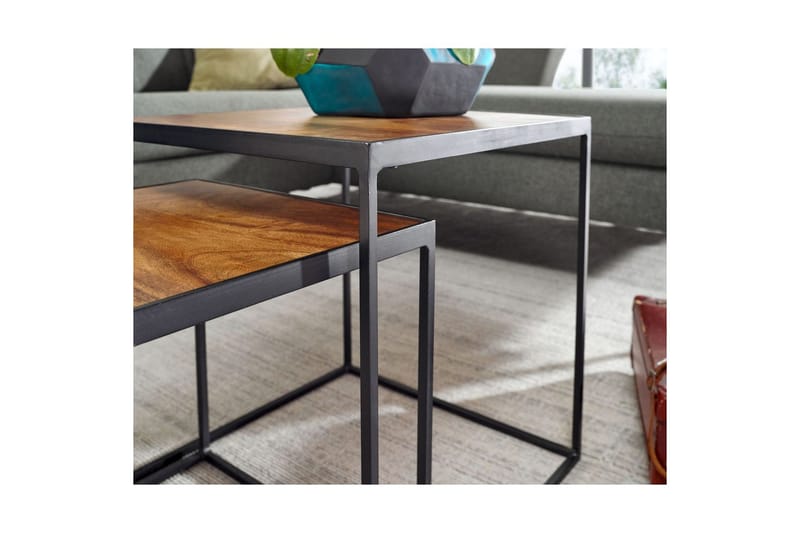 Satsbord Wohnling Set om 2 massivt trä med metallben modern - Möbler - Vardagsrum - Soffbord & vardagsrumsbord - Satsbord