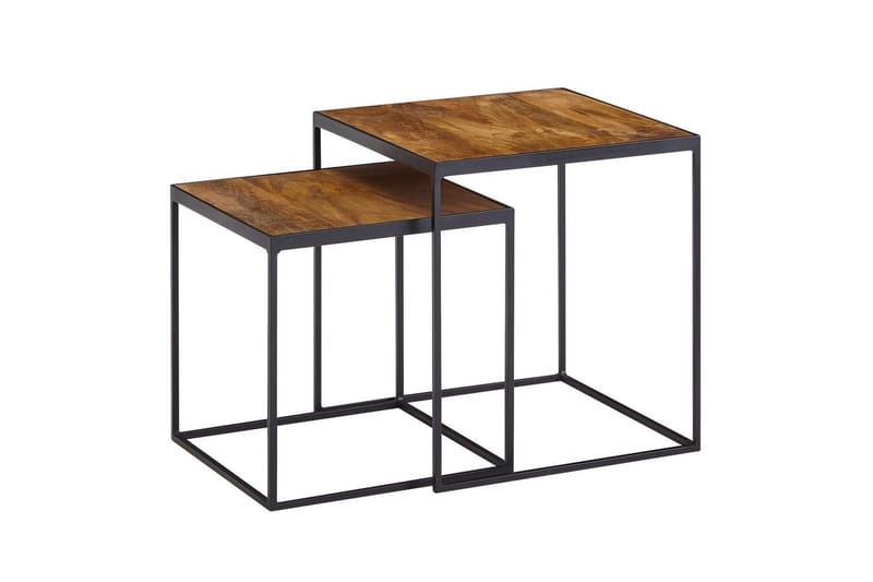 Satsbord Wohnling Set om 2 massivt trä med metallben modern - Möbler - Vardagsrum - Soffbord & vardagsrumsbord - Brickbord
