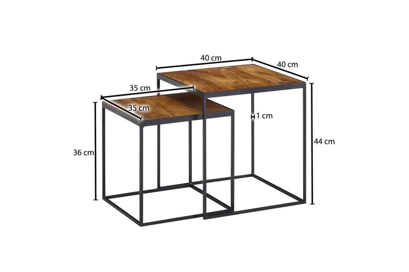 Satsbord Wohnling Set om 2 massivt trä med metallben modern - Möbler - Vardagsrum - Soffbord & vardagsrumsbord - Brickbord